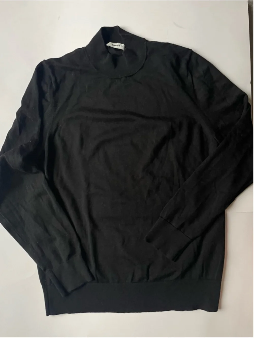 Sandro Paris Black 100% Wool Turtleneck Sweater Medium Luxury Minimalist French